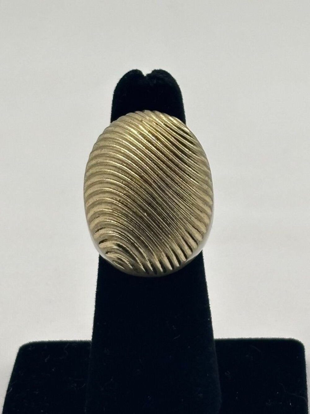 Vintage Kiam Family Large High Dome Textured Brass Ring From 1970s Unisex Signed